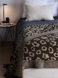 Cotton & Linen Metallic Leopard Throws & Bedspreads - 3 colours
