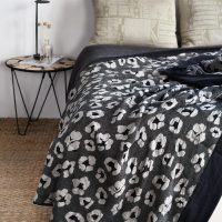 Silver on black BED THROW