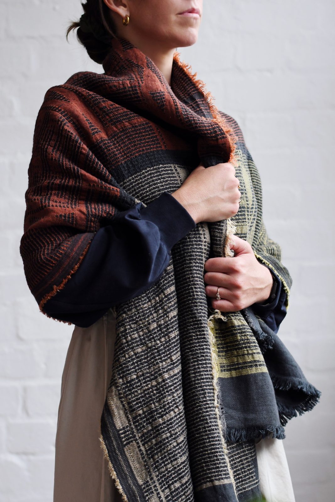 100% Linen Bogolan Scarf / Wrap Sale