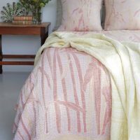 Amber with yellow Bogolan bed throw