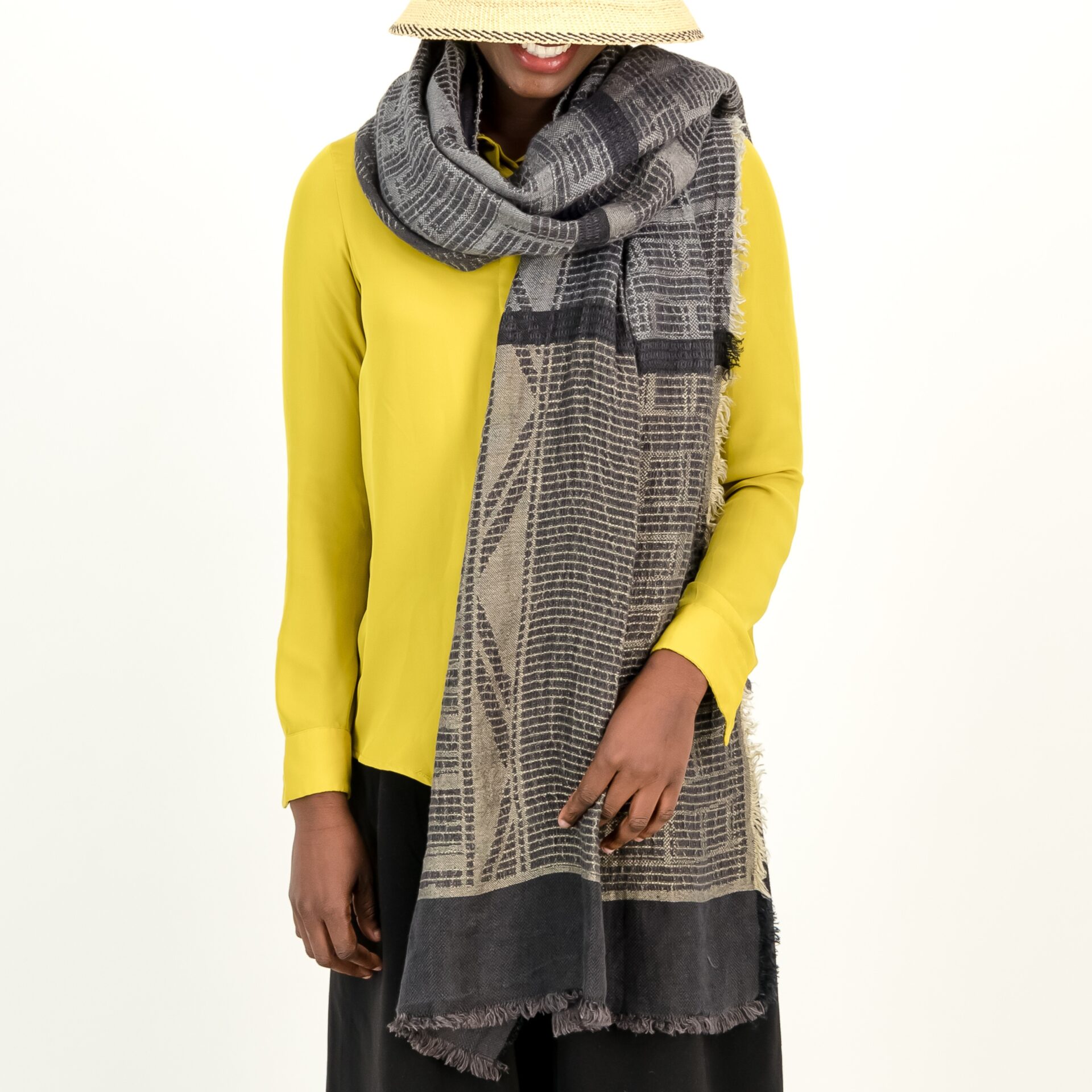 100% Linen Bogolan Scarf / Wrap