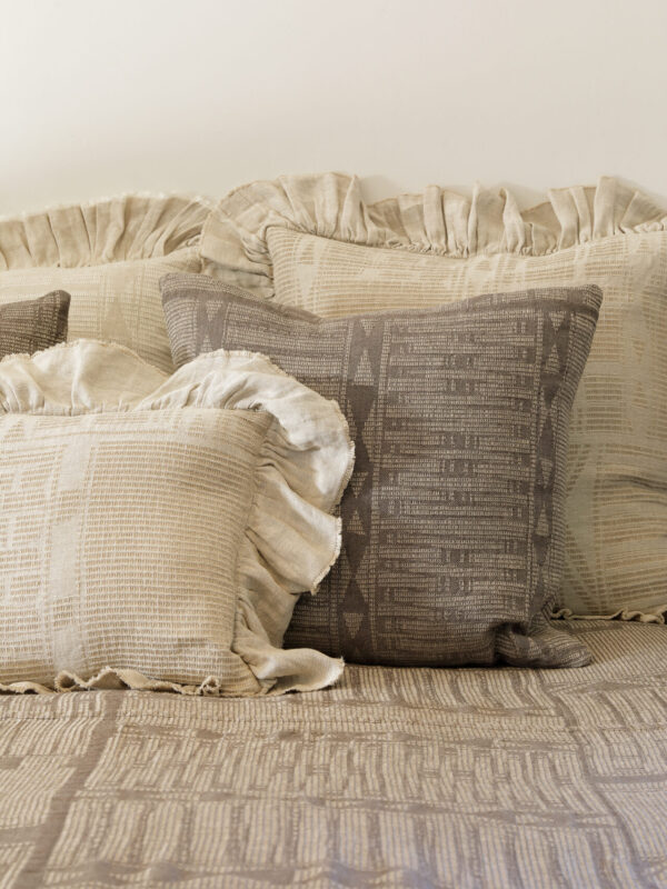 Bogolan Flounced Cushion Cover