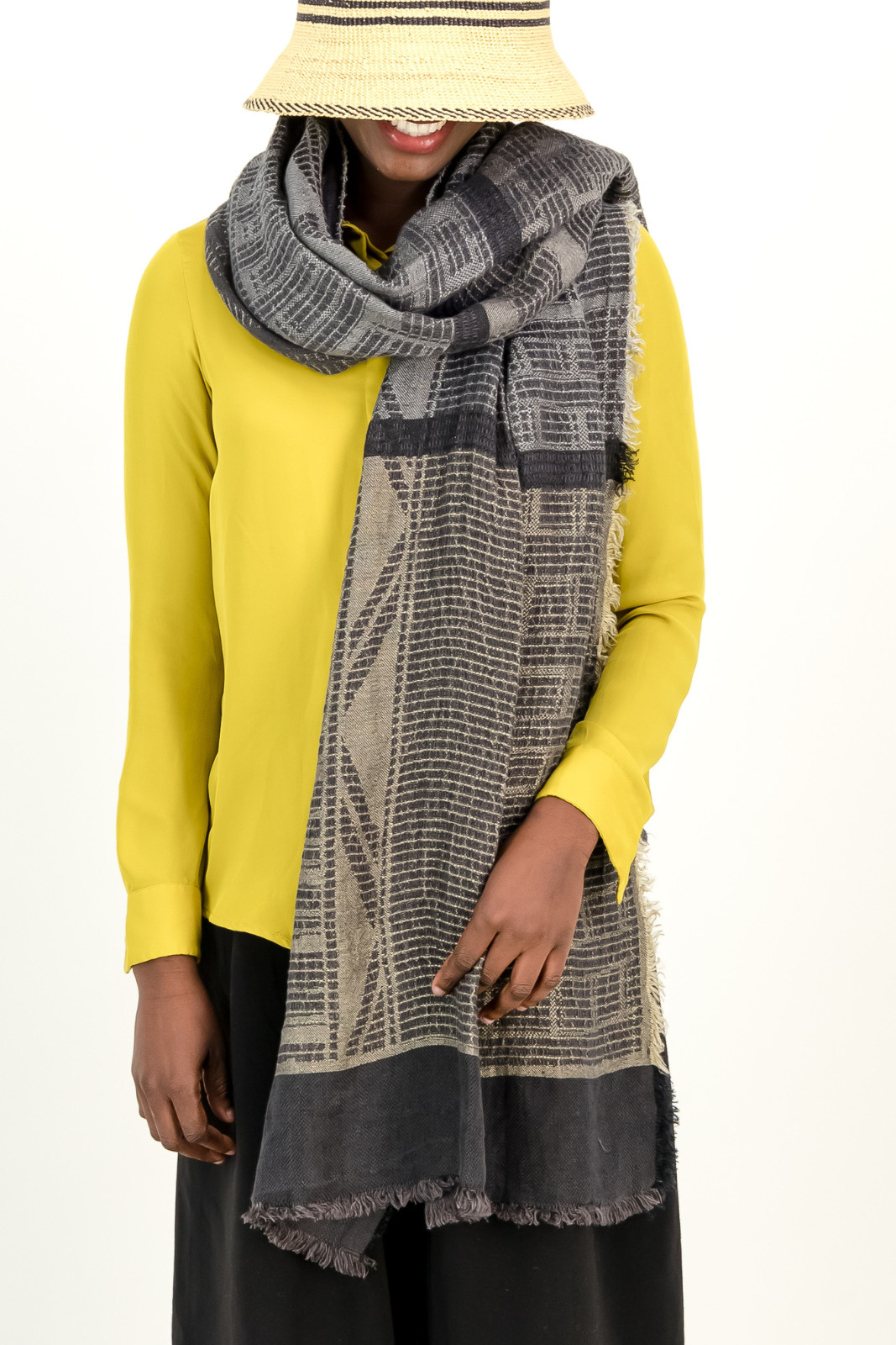 100% Linen Bogolan Scarf / Wrap