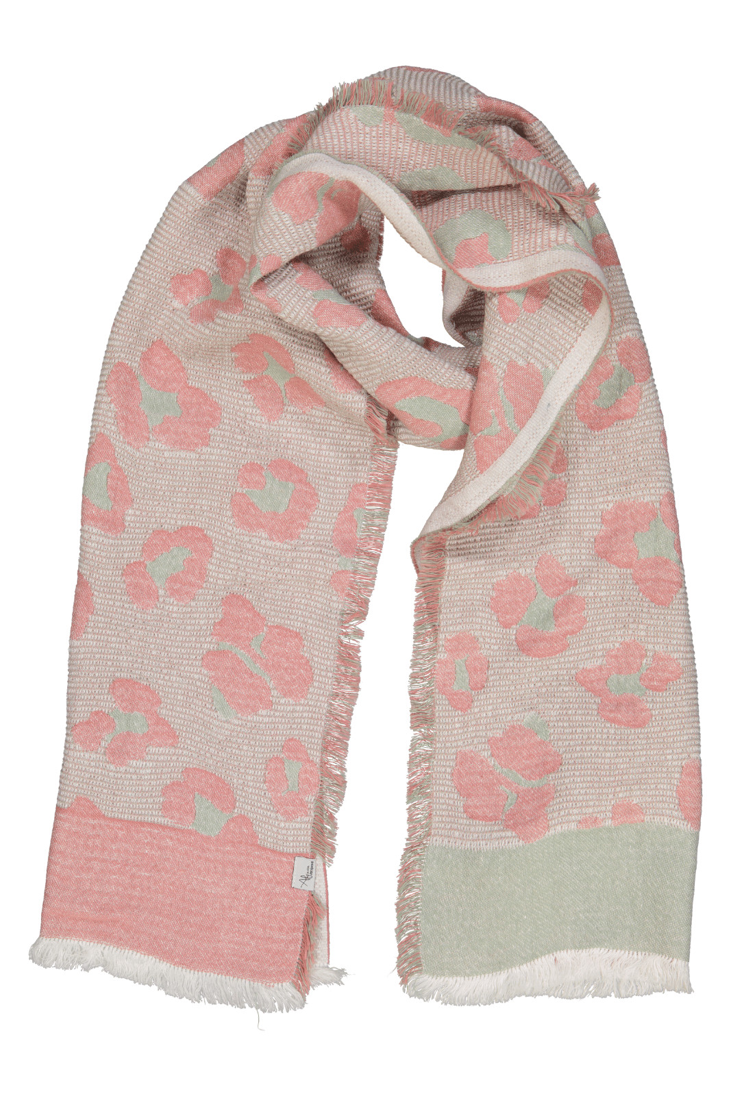 Urban Leopard Scarf Green/Pink Cotton/Linen 42 x 218CM / 17″ x 86″