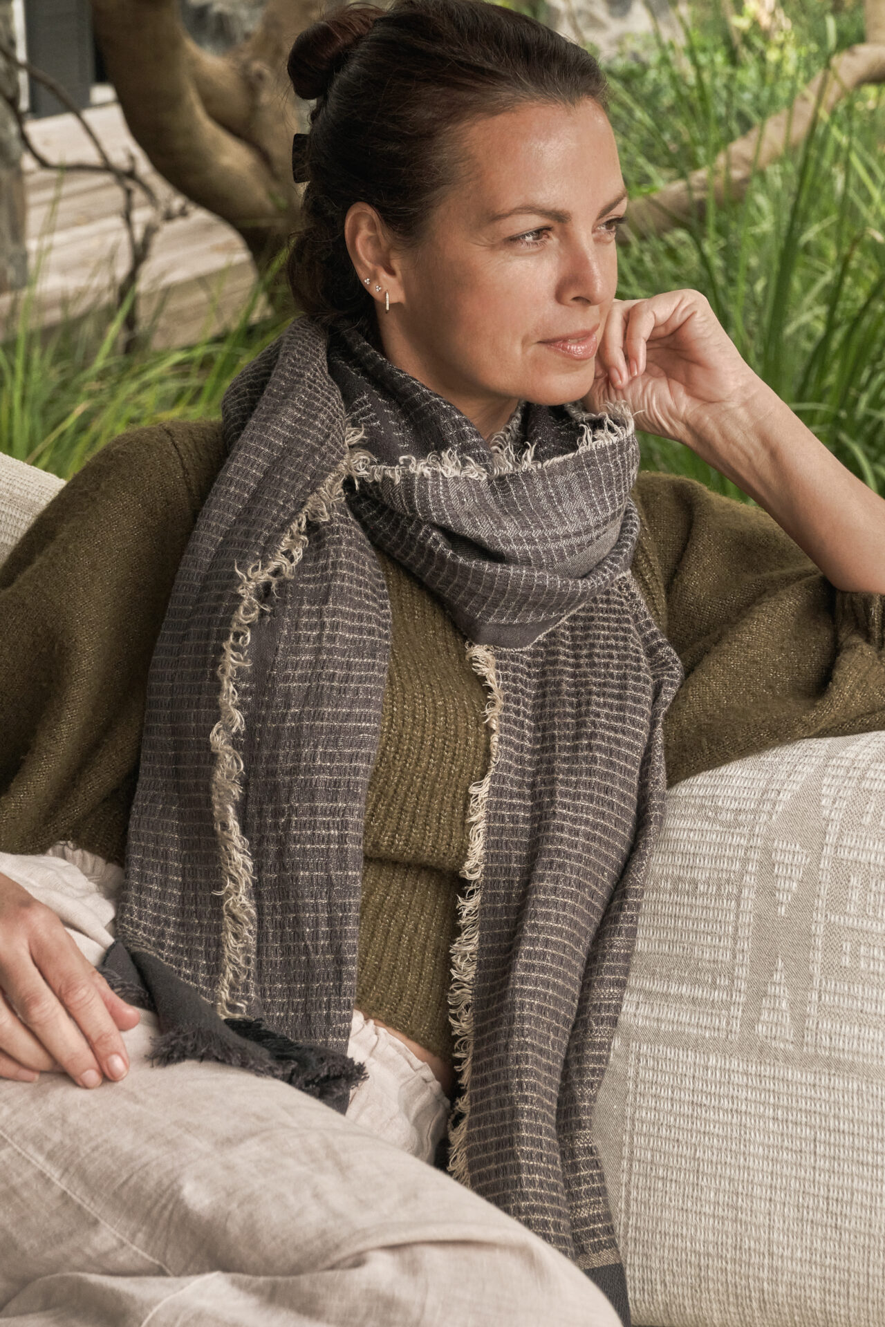 100% Linen Bogolan Scarf / Wrap